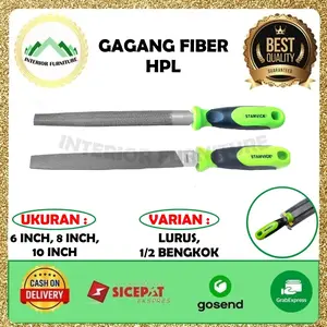 Kikir besi kikir hpl setengah bulat gagang fiber 6inchi 8inchi dan 10inchi