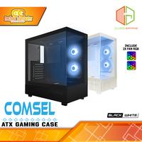 Gambar CASING CUBE GAMING COMSEL - Mid Tower ATX Tempered Case (Free 2x RGB Fan) dari Techno Computer Bali Kota Denpasar 1 Tokopedia