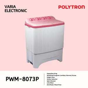 Mesin Cuci 2 Tabung POLYTRON PWM-8073P / PWM8073P Kapasitas 8 Kg