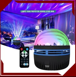 Lampu Proyektor Aurora Utara Mini Galaksi Langit Tidur Disco + Remote