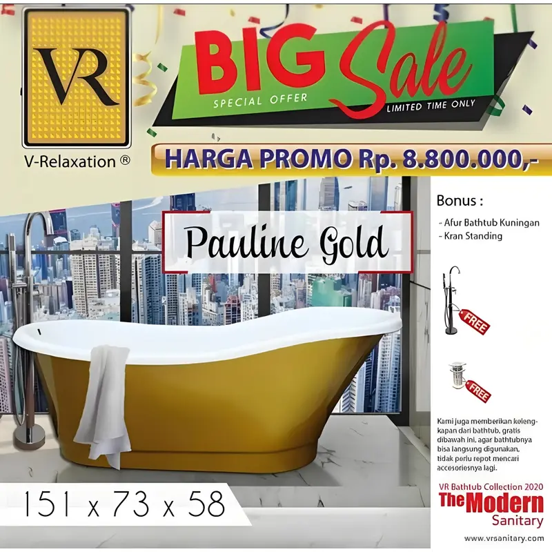 BIG SALE BATHTUB STANDING PAULINE GOLD 0