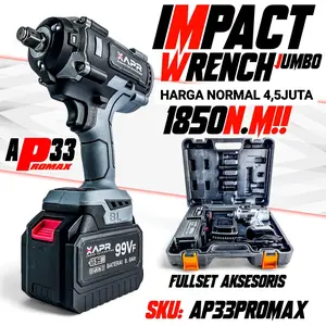 PROMO IMPACT jumbo IMPACT WRENCH 2 BATRAI TORSI BESAR 128VF 15CELL FULLSET APR AP33promax 1/2inch 1850nm asli kualitas diatas D3WALT GARANSI RESMI
