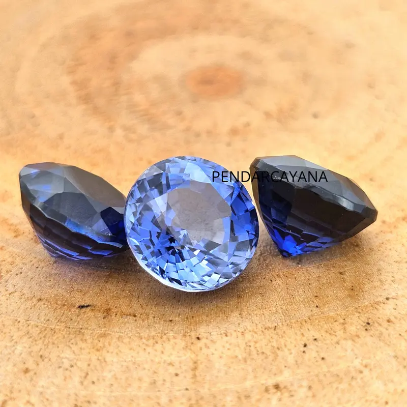 COR346CT - LAB GROWN CORUNDUM 10.00 MM ROUND BLUE SAPPHIRE / 1 PCS 1
