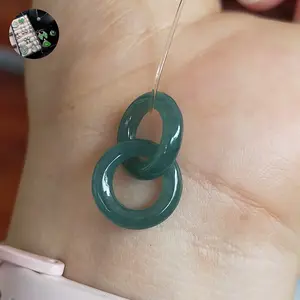 Liontin Giok Burma Infinity icy bluish green + sertifikat