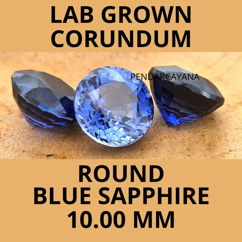 COR346CT - LAB GROWN CORUNDUM 10.00 MM ROUND BLUE SAPPHIRE / 1 PCS 0