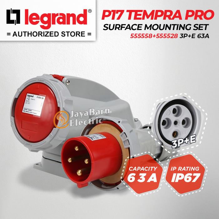 Gambar [1 SET] LEGRAND P17 Tempra Pro Surface Mounting 3P+E 4 Pin 63A IP67 Industrial Plug Socket Colokan Industri Original 555558 555528 dari Sinar Jaya Baru_NEW Kota Administrasi Jakarta Barat Tokopedia