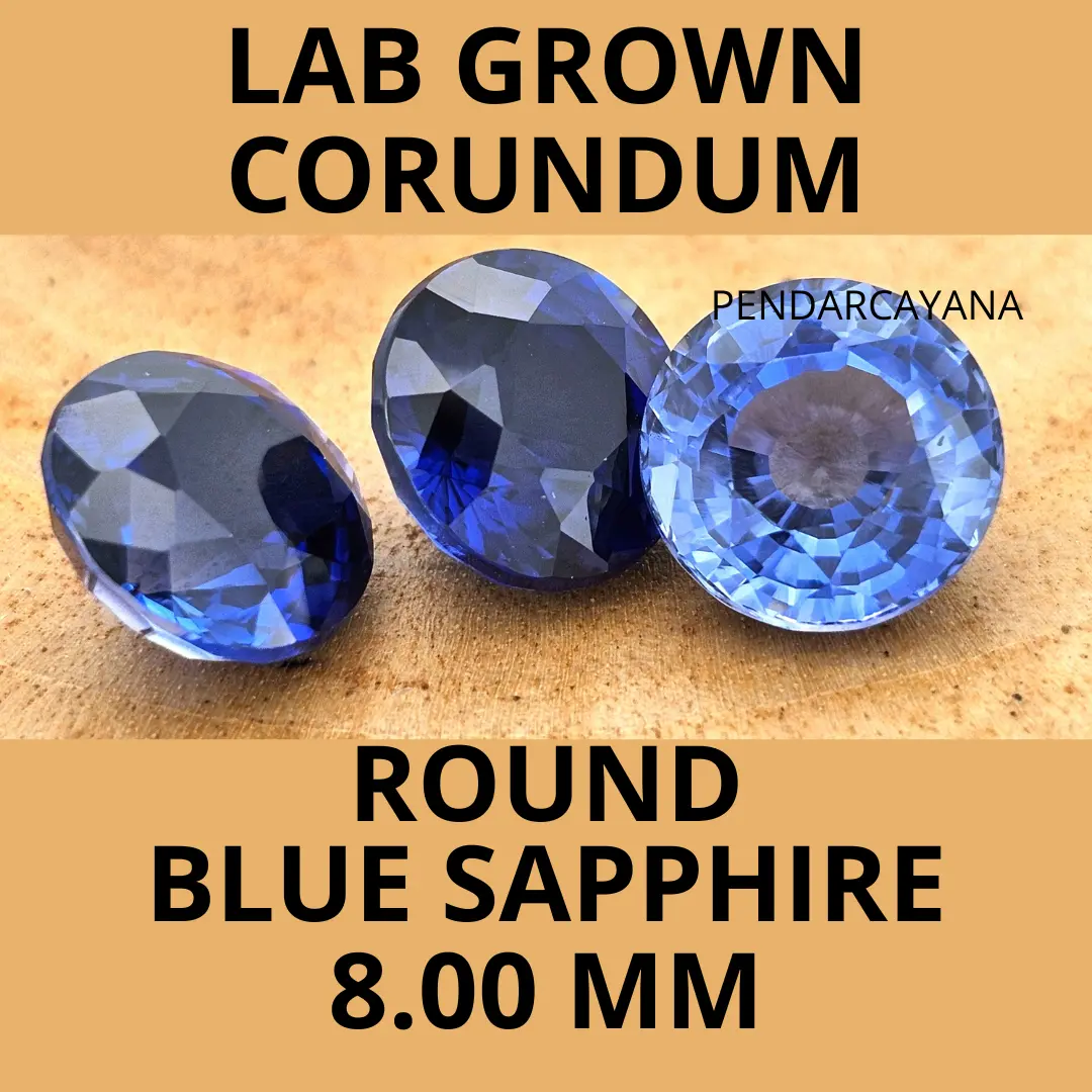 COR195CT - LAB GROWN CORUNDUM 8.00 MM ROUND BLUE SAPPHIRE / 1 PCS