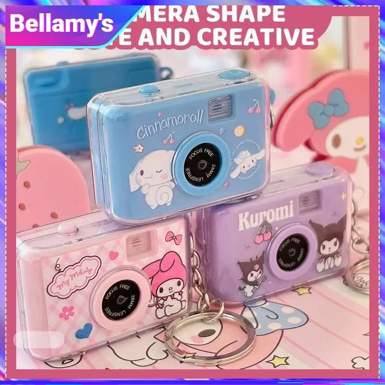 Sanrio Anak Mini Kamera emitting Liontin Kamera Kecil Gantungan Kunci Pendant Kuromi Melody Cinnamoroll Mainan Kamera-Bellamy's