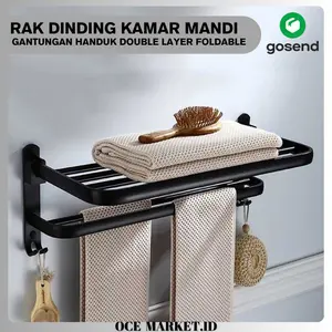 Rak Dinding Kamar Mandi Gantungan Handuk Stainless Steel Dengan 2 Layer