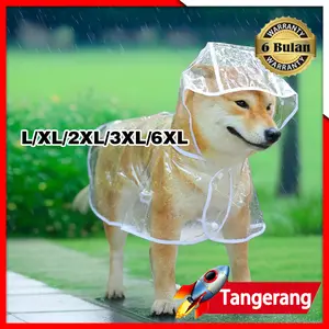 Jas Hujan Anjing / Dog Raincoat Untuk Hewan Hoodie Suit Transparan