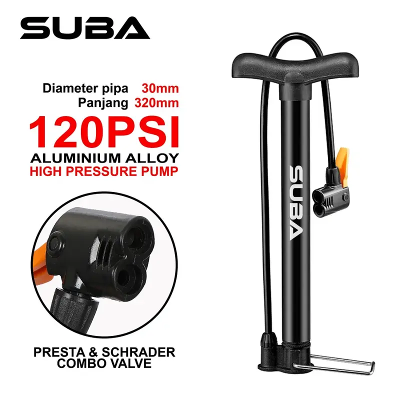 Pompa Sepeda SUBA 320 – 120 Psi Bicycle Pump Presta, Schrader 2