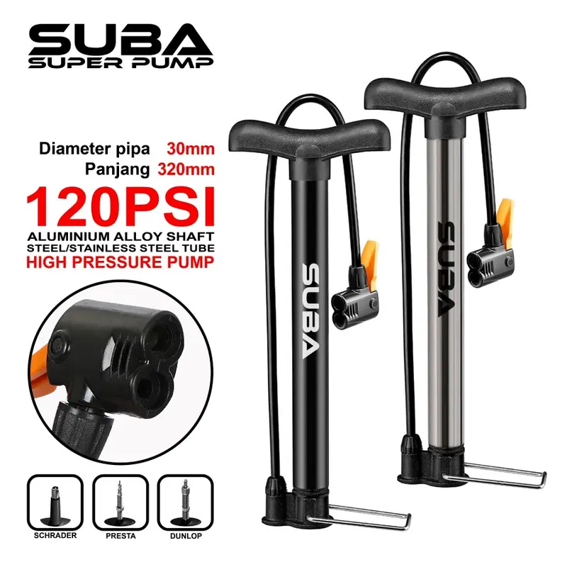 Pompa Sepeda SUBA 320 – 120 Psi Bicycle Pump Presta, Schrader 0