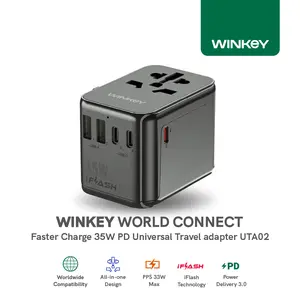 WINKEY Universal Travel Adaptor 35W PPS 5 Port USB & USB C PD -UTA02
