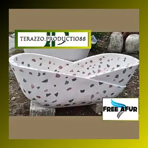 Bathtub Tulip Terazzo Glossy P140 Natural Pancawarna Putih Keramik Marmer