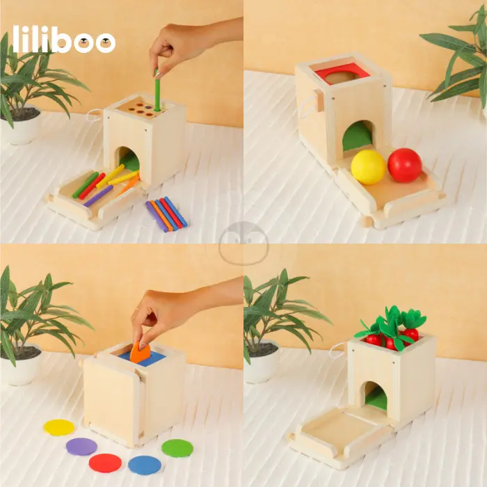 LILIBOO ETSU Mainan Edukasi Anak Montessori Kayu Activity Cube 4in1 Clearance 1