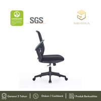 Gambar Office Chair I Kursi Kantor I Kursi Kerja dengan Sandaran I Nirmana Vello Mid Back Hitam dari Nirmana Interni Indonesia Kab. Tangerang 3 Tokopedia