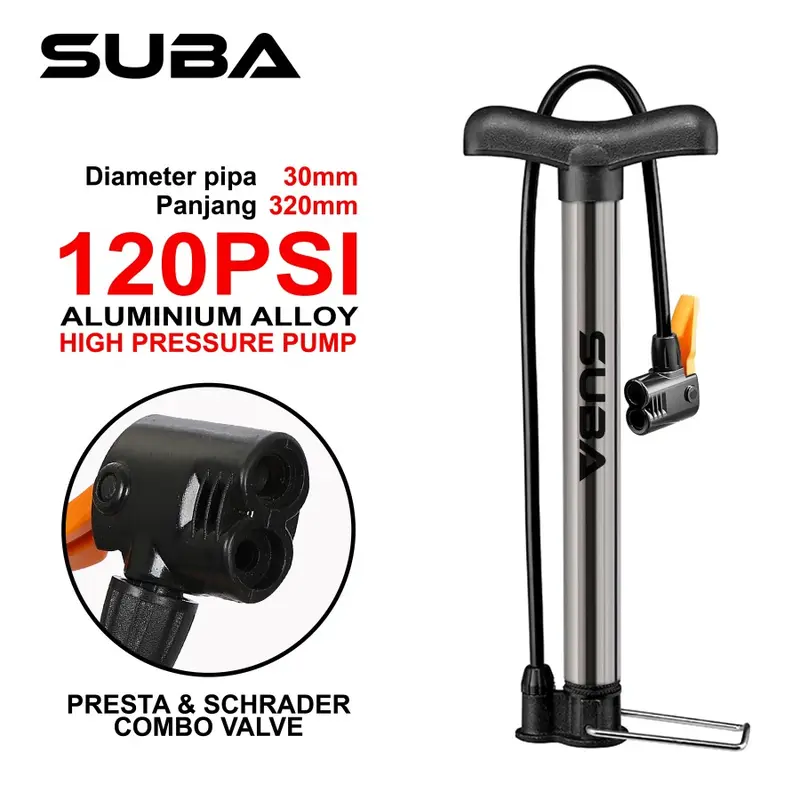Pompa Sepeda SUBA 320 – 120 Psi Bicycle Pump Presta, Schrader 3