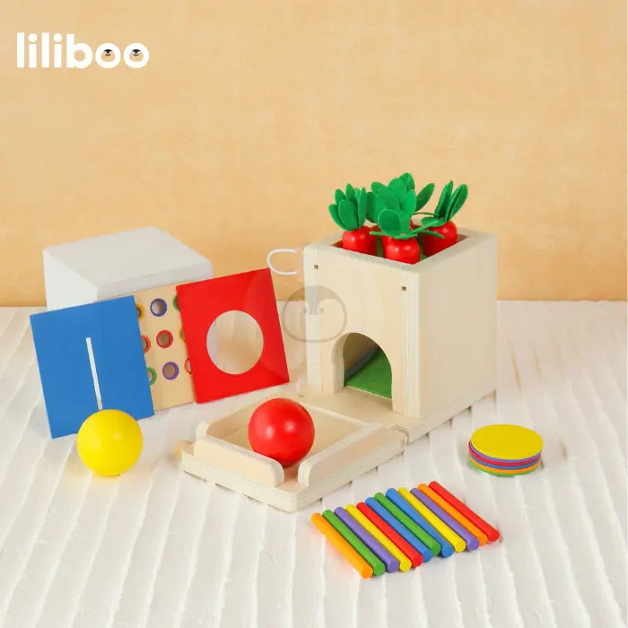 LILIBOO ETSU Mainan Edukasi Anak Montessori Kayu Activity Cube 4in1 Clearance 2