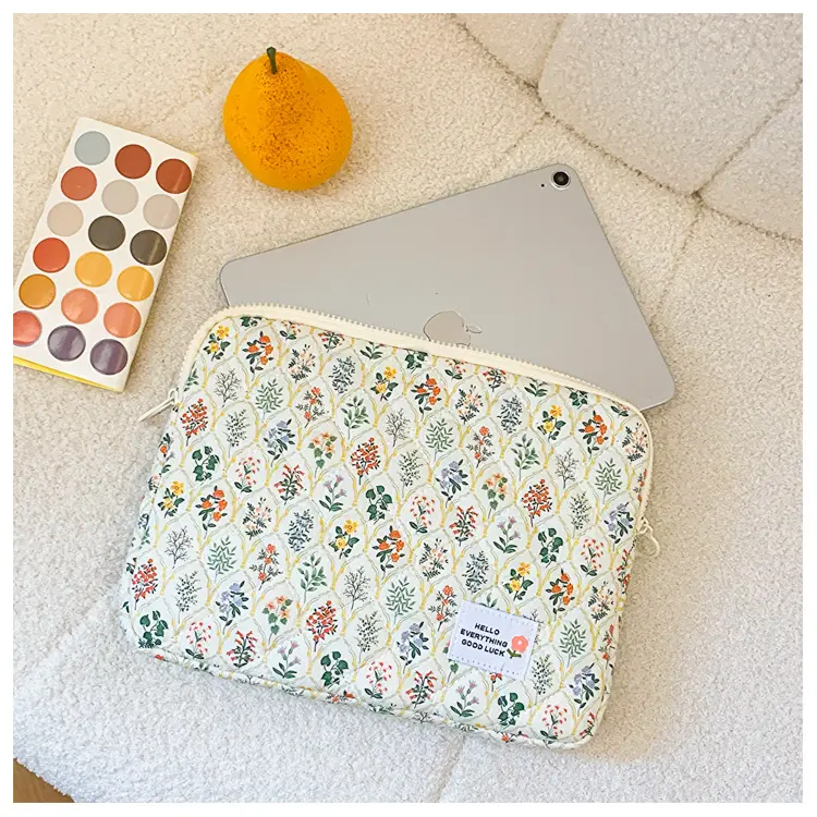 Tas Sleeve Case iPad Air 6 M2 Pro 11 Inch M4 Chip 2024 Tablet Pouch Puffy Aesthetic Flower 2