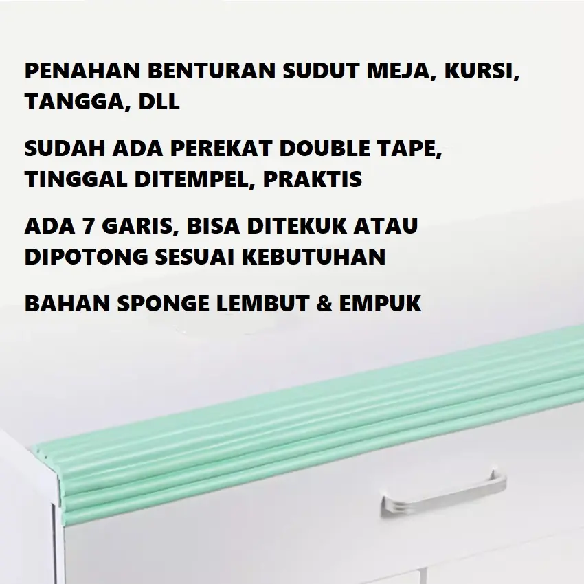 Karet Busa Pengaman Pelindung Sudut Meja Kursi Lemari Tangga Strip Corner