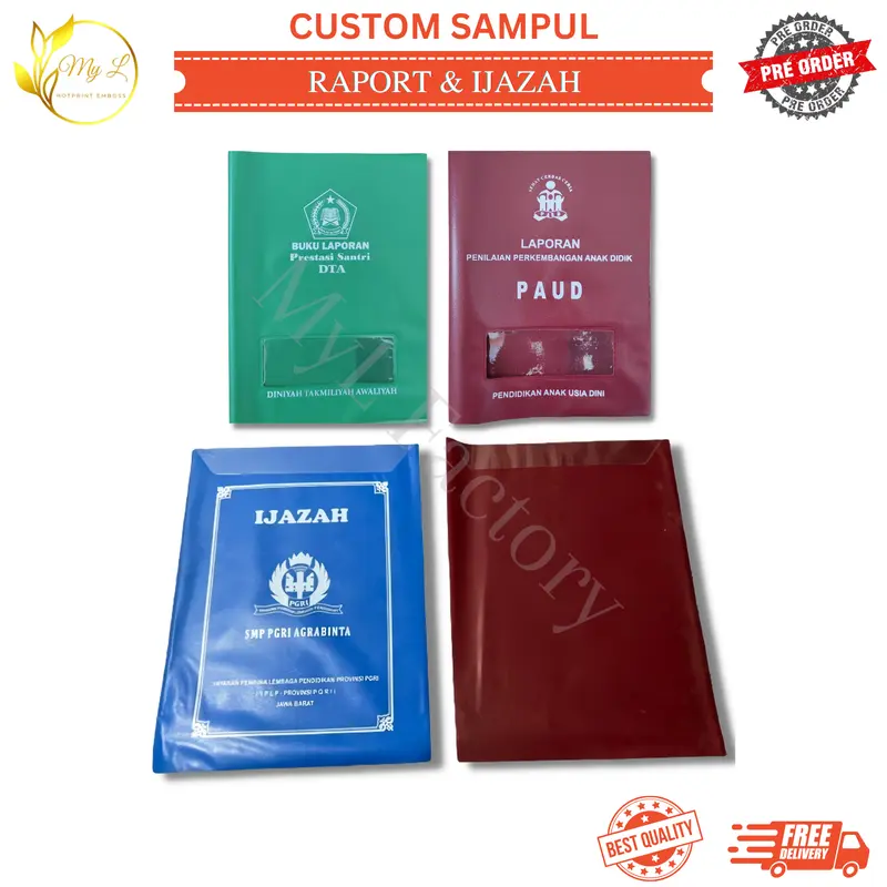 Sampul Raport Ijazah, STTB & Sekolah Custom Sablon Bahan NAPA 0.15A 0