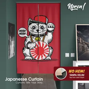 Noren Tirai Jepang Premium Noren Cat 3 Satin dan Canvas