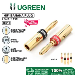 UGREEN Banana Plug Jack Konektor Kabel Speaker Gold Plated 30513