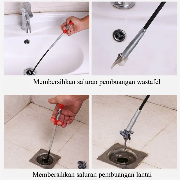 Alat Pembersih Saluran Wc Pipa Air Kawat Penjepit Kotoran Anti Sumbat
