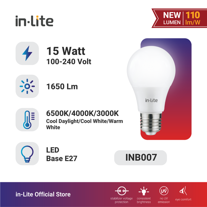 Gambar in-Lite Lampu Bohlam LED 15 Watt dari IN - LITE LED Kab. Bekasi Tokopedia