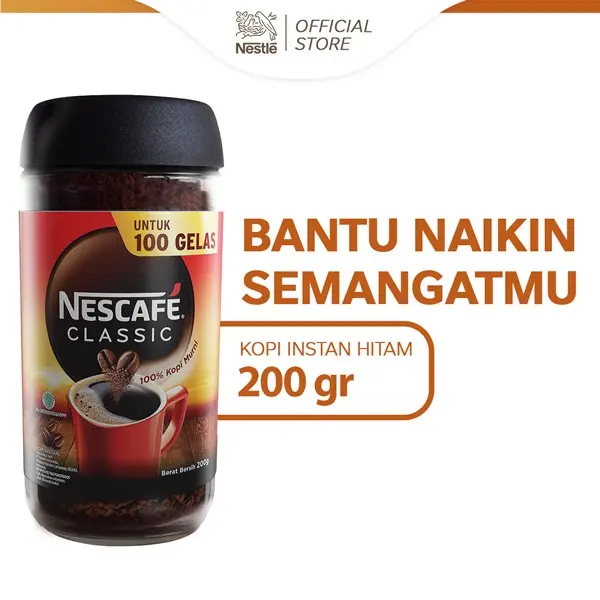NESCAFE Classic Kopi Instan Kopi Hitam 200g Jar 0