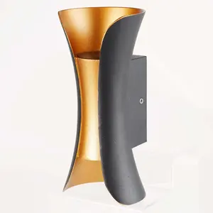 Lampu Dinding Led Wall light Outdoor 2arah Gold Model Gelas 2x6W 12W Watt