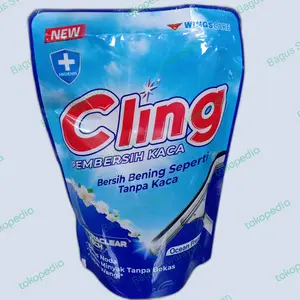 Cling Pembersih Kaca Biru Blue Ocean Fresh 425ml Refill Pouch