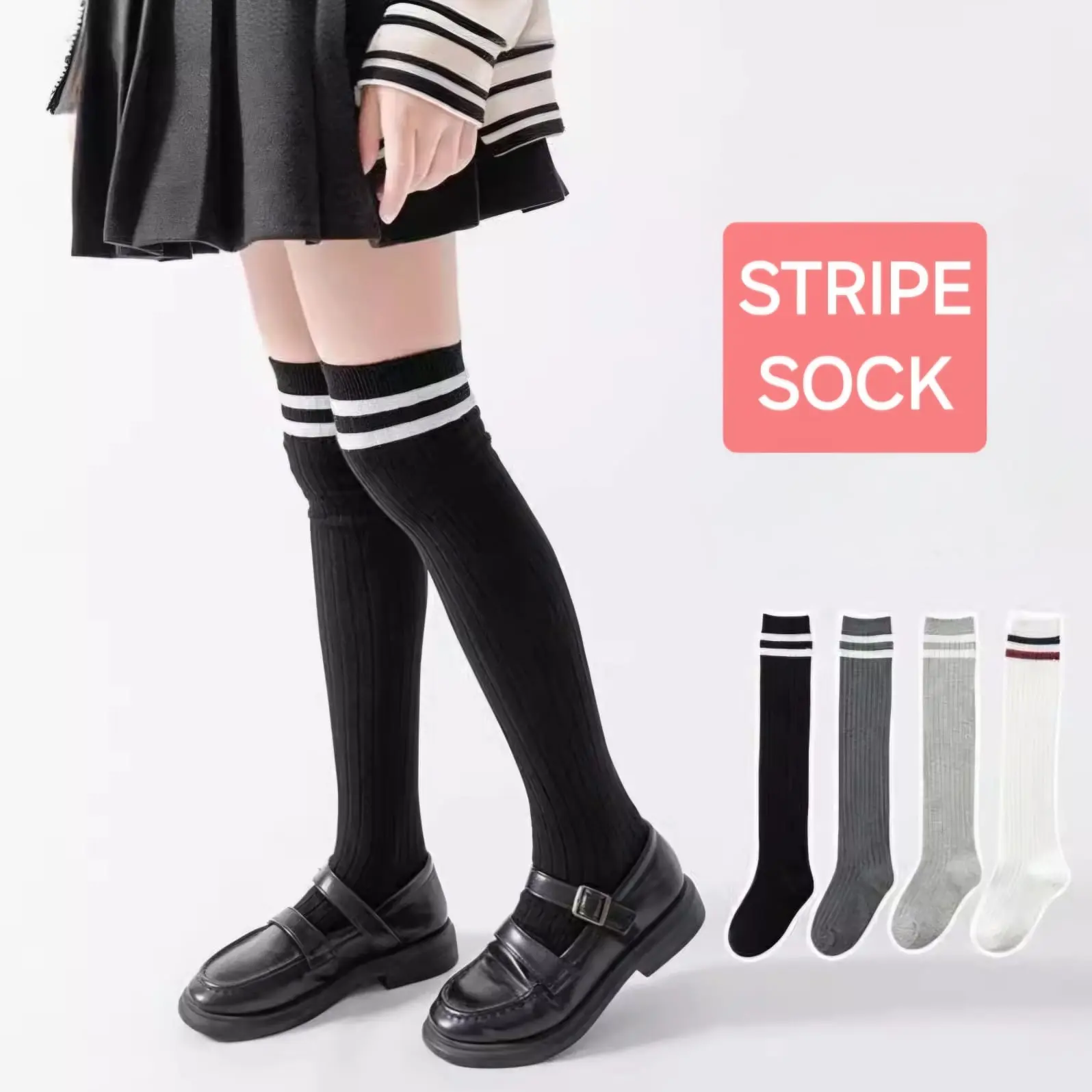 BAJUKIDDIE STRIPE SOCK KAOS KAKI PANJANG ANAK ABG REMAJA FASHION KOREA JEPANG ANIME