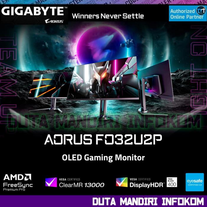 Gambar Gigabyte AORUS FO32U2P 32" Inch - QD-OLED 4K UHD 240Hz 0,03ms | First DisplayPort 2.1 UHBR20 HDMI DP 2.1 Mini DP USB Type C 65W Speaker Freesync Premium Gaming Monitor dari Duta Mandiri Infokom Kota Administrasi Jakarta Pusat Tokopedia