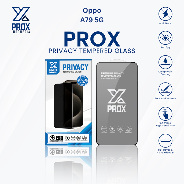 Gambar PROX Tempered Glass Anti Spy For Oppo A79 5G Full Cover Privacy dari Prox Indonesia Kota Administrasi Jakarta Barat Tokopedia
