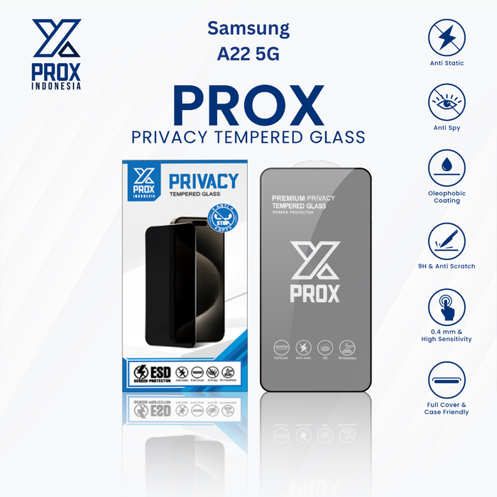Gambar PROX Tempered Glass Anti Spy For Samsung A22 5G Full Cover Privacy dari Prox Indonesia Kota Administrasi Jakarta Barat Tokopedia