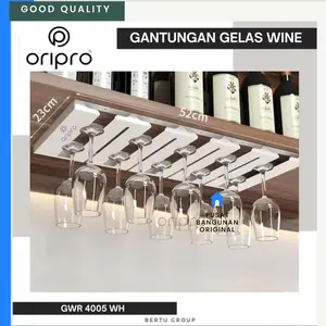 GANTUNGAN GELAS WINE MINI BAR STAINLESS STEEL GLASS KITCHEN RACK WHITE PUTIH 2 3 4 5 BARIS ORIPRO