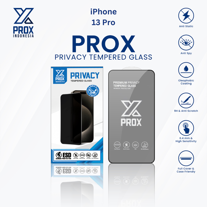 Gambar PROX Tempered Glass Anti Spy For iPhone 13 Pro Full Cover Privacy dari Prox Indonesia Kota Administrasi Jakarta Barat Tokopedia