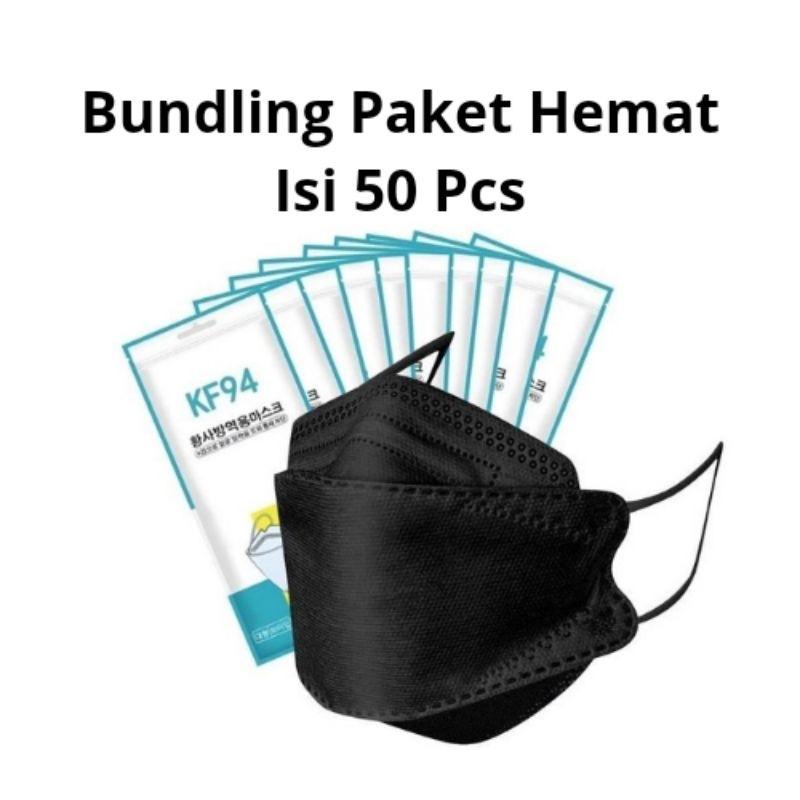 MASKER KF94 KOREA ISI 50PCS MURAH / KF94 DEWASA 50PCS / KF94 ISI 50PCS - PAKET HITAM 50