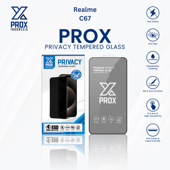 Gambar PROX Tempered Glass Anti Spy For Realme C67 Full Cover Privacy dari Prox Indonesia Kota Administrasi Jakarta Barat Tokopedia