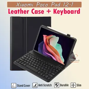 Keyboard Case XIAOMI POCO PAD 12.1 inch Flip Case Keyboard Bluetooth Leather Stand Slim Book Cover