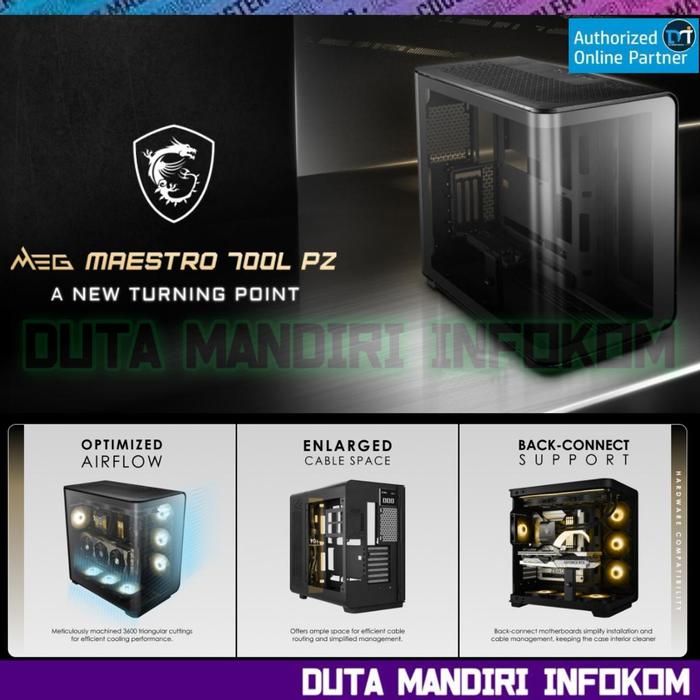 Gambar MSI MEG MAESTRO 700L PZ - Modern Aesthetic 270-Degree Panoramic Tempered Glass Mid-Tower ATX Gaming Case dari Duta Mandiri Infokom Kota Administrasi Jakarta Pusat Tokopedia
