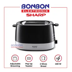 SHARP Pop Up Sandwich Toaster KZ-2S02-BK / KZ2S02 / Alat Pemanggang Roti KZ 2S02 Black