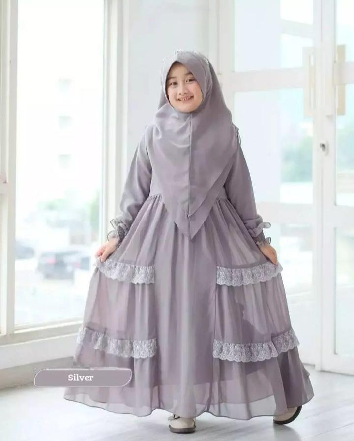 baju anak perempuan usia 10-12 tahun fashion muslim / gamis anak