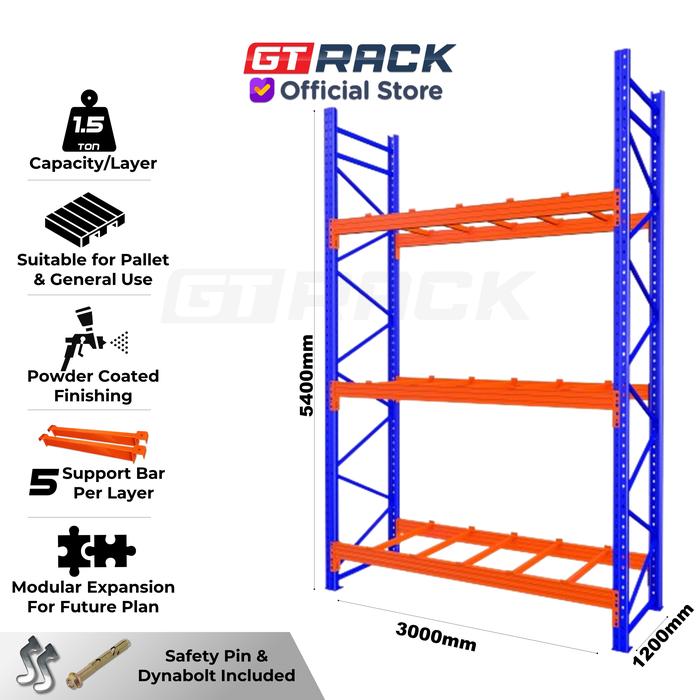 5 Metre Strong Racking Promo RAK PALET 1.5 TON TINGGI 5.4 METER AYORACK AI15-3054S W12 - RACK ...