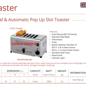 Manual Pop-up Slot Toaster GETRA ESTAP6 Alat Pemanggang Roti