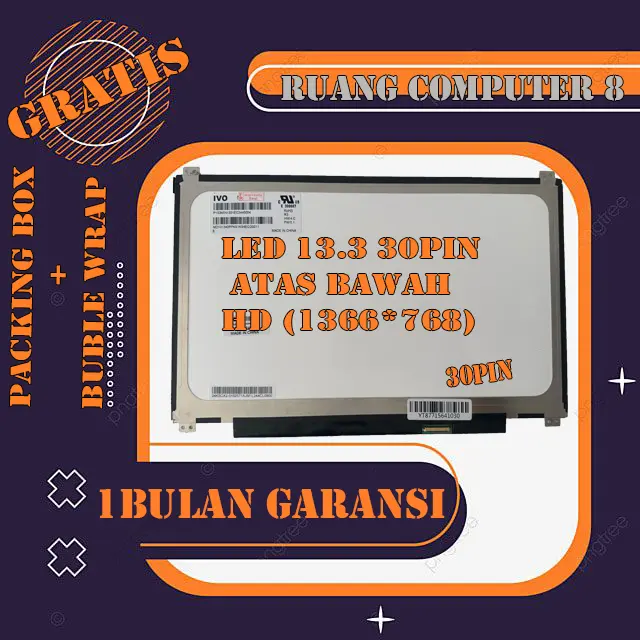 Layar Led Lcd 13.3 30 PIN ATAS BAWAH HD (1366*768)