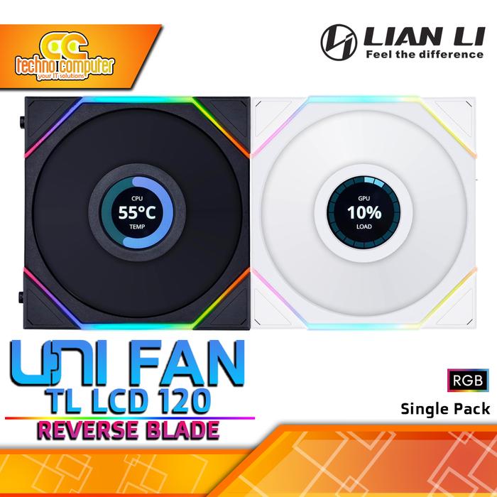 Gambar FAN CASING LIAN LI UNI FAN TL LCD 120 REVERSE BLADE - 120mm Single Pack ARGB Fan dari Techno Computer Bali Kota Denpasar Tokopedia