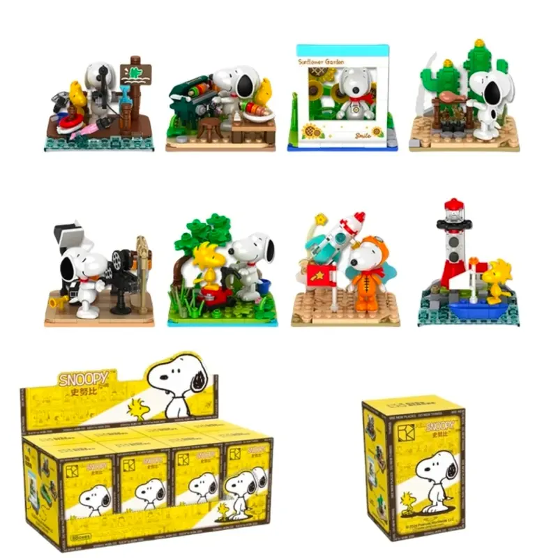 Blind Box Caco blocks bricks peanut snoopy  outdoor activity series  hsanhe mini figure Anak Blok Plastik 1