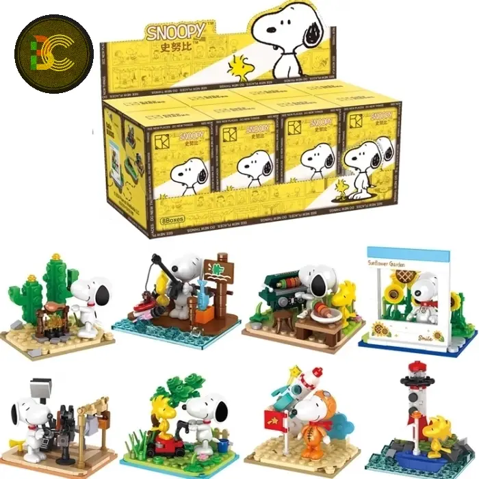 Blind Box Caco blocks bricks peanut snoopy  outdoor activity series  hsanhe mini figure Anak Blok Plastik 0